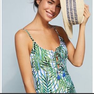 Red Carter white and green palm tree bathing suit